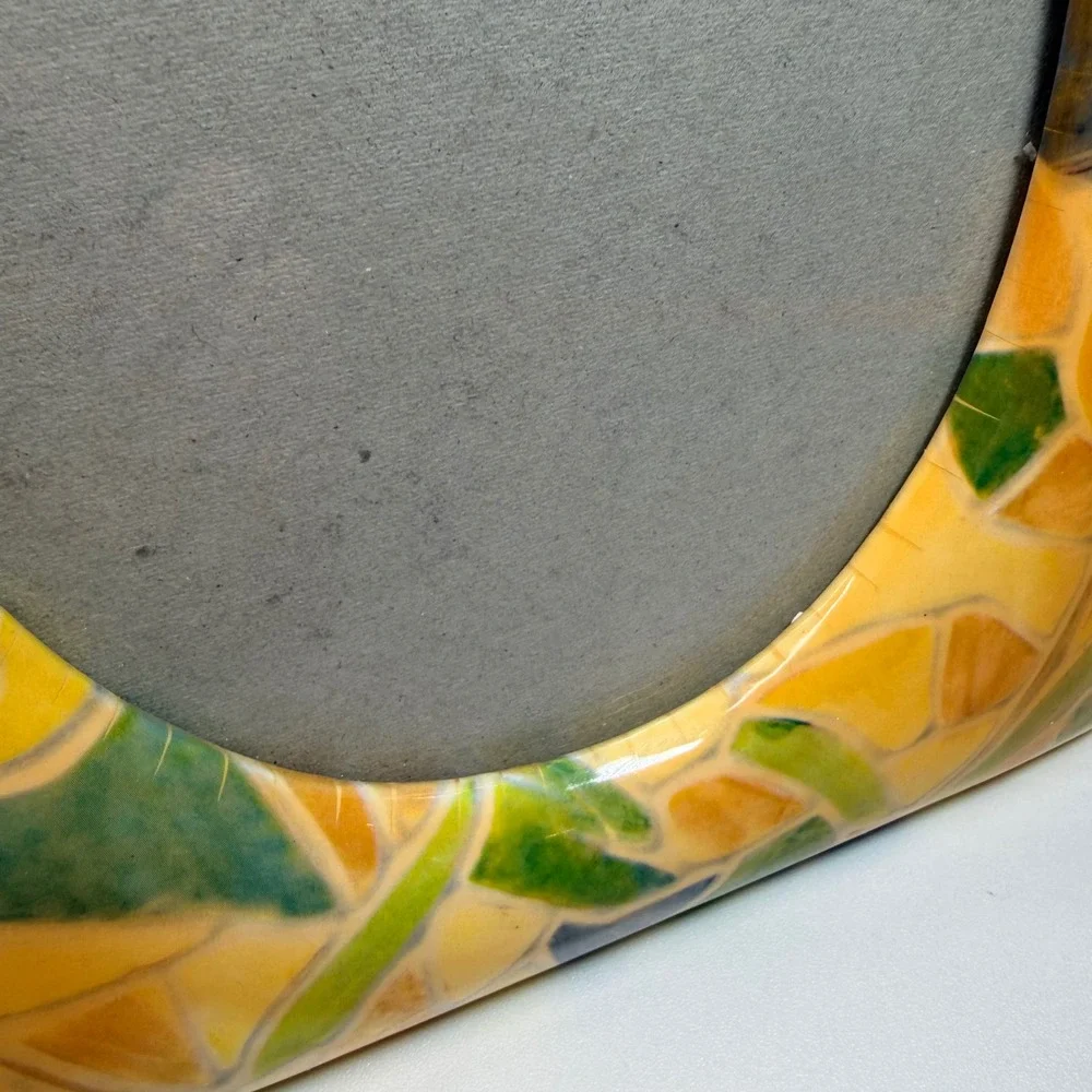 Vintage Style Mosaic‎ Dragonfly Floral Photo Frame Yellow Blue Green 5x7 4x6